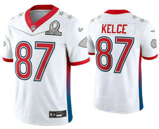 Men's Kansas City Chiefs #87 Travis Kelce White 2022 Pro Bowl Vapor  Untouchable Stitched Limited Jersey