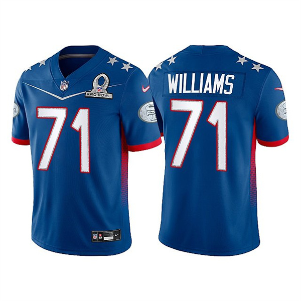 Men's San Francisco 49ers #71 Trent Williams 2022 Royal NFC Pro Bowl  Stitched Jersey