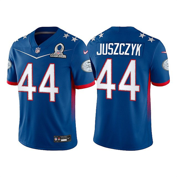 Men's San Francisco 49ers #44 Kyle Juszczyk 2022 Royal NFC Pro Bowl  Stitched Jersey