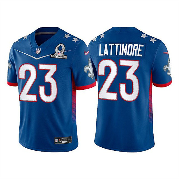 Men's New Orleans Saints #23 Marshon Lattimore 2022 Royal Pro Bowl