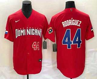 Men’s Dominican Republic #44 Julio Rodriguez Number 2023 Red World Classic Stitched Jersey