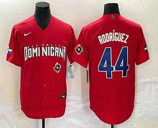 Men’s Dominican Republic Baseball #44 Julio Rodriguez 2023 Red World Classic Stitched Jerseys