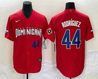 Men’s Dominican Republic Baseball #44 Julio Rodriguez Number 2023 Red World Classic Stitched Jersey