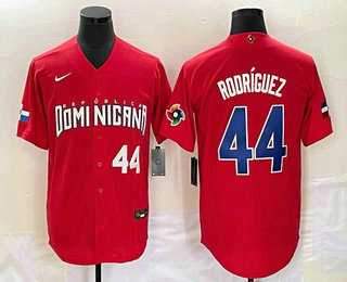 Men’s Dominican Republic Baseball #44 Julio Rodriguez Number 2023 Red World Classic Stitched Jerseys