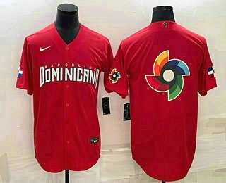 Men’s Dominican Republic Baseball 2023 Red World Big Logo With Patch Classic Stitched Jerseys