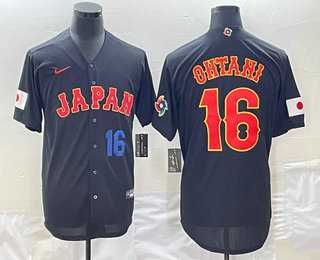Men’s Japan #16 Shohei Ohtani Number 2023 Black World Classic Stitched Jersey