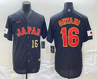 Men’s Japan Baseball #16 Shohei Ohtani Number 2023 Black World Classic Stitched Jersey