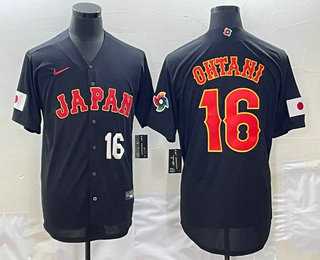 Men’s Japan Baseball #16 Shohei Ohtani Number 2023 Black World Classic Stitched Jerseys
