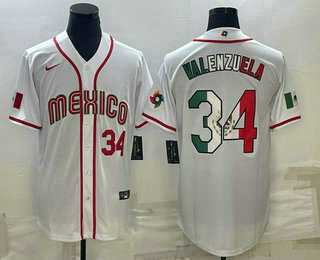 Men’s Mexico #34 Fernando Valenzuela Number 2023 White World Classic Stitched Jersey