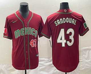 Men’s Mexico #43 Patrick Sandoval Number 2023 Red World Classic Stitched Jersey