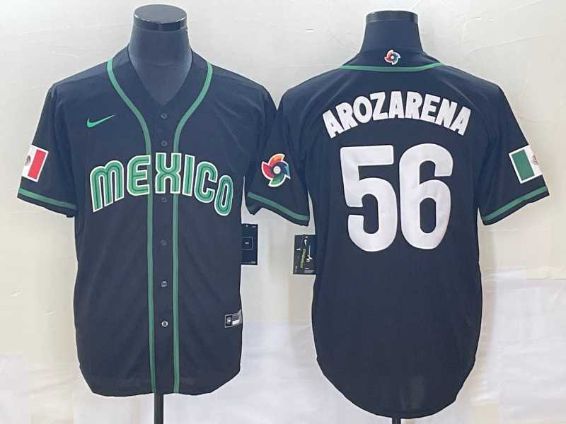 Men’s Mexico #56 Randy Arozarena 2023 Black World Classic Stitched Jersey