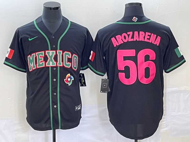 Men’s Mexico #56 Randy Arozarena Number 2023 Black Pink World Classic Stitched Jersey