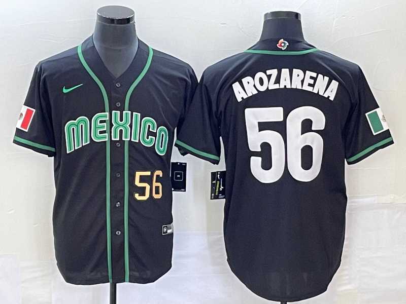 Men’s Mexico #56 Randy Arozarena Number 2023 Black World Classic Stitched Jersey