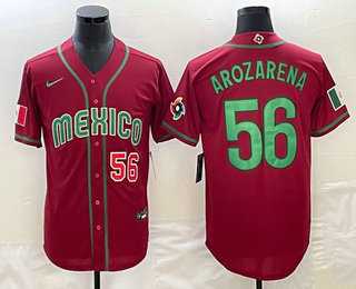 Men’s Mexico #56 Randy Arozarena Number 2023 Red World Classic Stitched Jersey