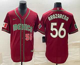 Men’s Mexico #56 Randy Arozarena Number 2023 Red World Classic Stitched Jersey1