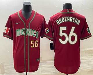 Men’s Mexico #56 Randy Arozarena Number 2023 Red World Classic Stitched Jersey2