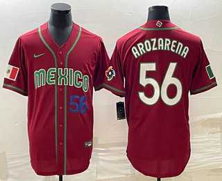 Men’s Mexico #56 Randy Arozarena Number 2023 Red World Classic Stitched Jersey5