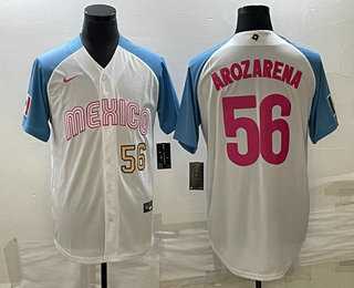 Men’s Mexico #56 Randy Arozarena Number 2023 White Blue World Classic Stitched Jersey0