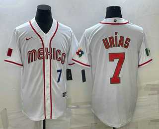 Men’s Mexico #7 Julio Urias Number 2023 White World Baseball Classic Stitched Jersey