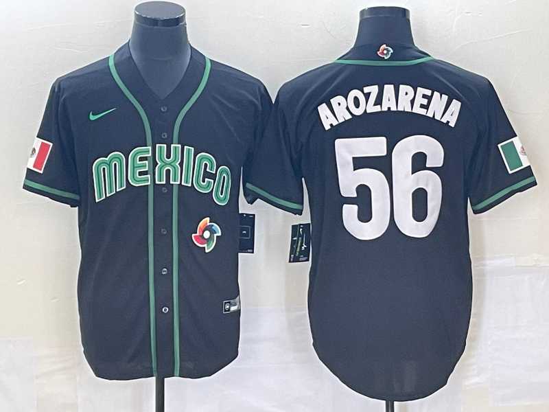 Men’s Mexico Baseball #56 Randy Arozarena 2023 Black World Classic Stitched Jersey