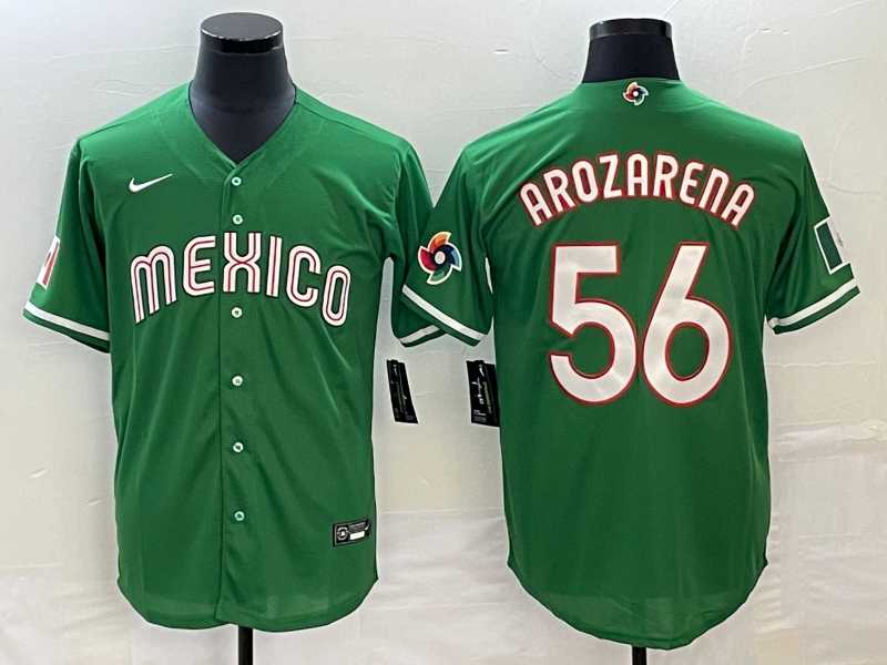 Men’s Mexico Baseball #56 Randy Arozarena 2023 Green World Classic Stitched Jersey (2)