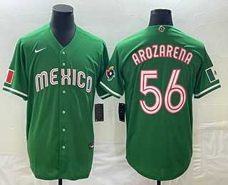 Men’s Mexico Baseball #56 Randy Arozarena 2023 Green World Classic Stitched Jersey