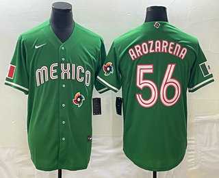 Men’s Mexico Baseball #56 Randy Arozarena 2023 Green World Classic Stitched Jerseys