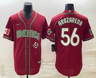 Men’s Mexico Baseball #56 Randy Arozarena 2023 Red World Classic Stitched Jersey