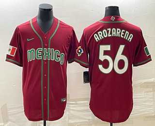 Men’s Mexico Baseball #56 Randy Arozarena 2023 Red World Classic Stitched Jerseys