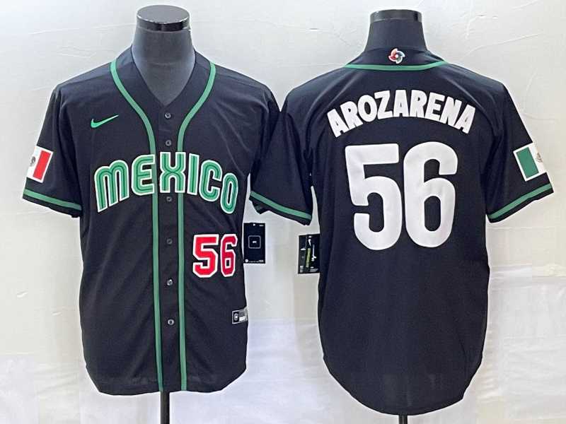 Men’s Mexico Baseball #56 Randy Arozarena Number 2023 Black World Classic Stitched Jersey