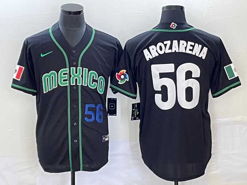 Men’s Mexico Baseball #56 Randy Arozarena Number 2023 Black World Classic Stitched Jersey3