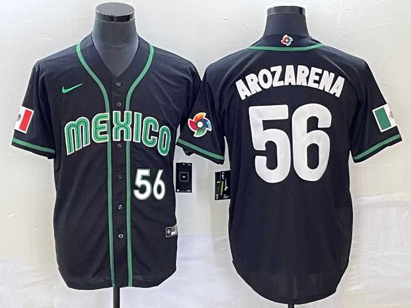 Men’s Mexico Baseball #56 Randy Arozarena Number 2023 Black World Classic Stitched Jersey4