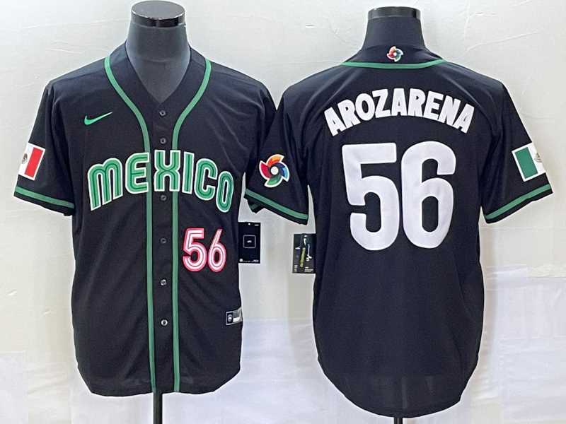Men’s Mexico Baseball #56 Randy Arozarena Number 2023 Black World Classic Stitched Jersey5