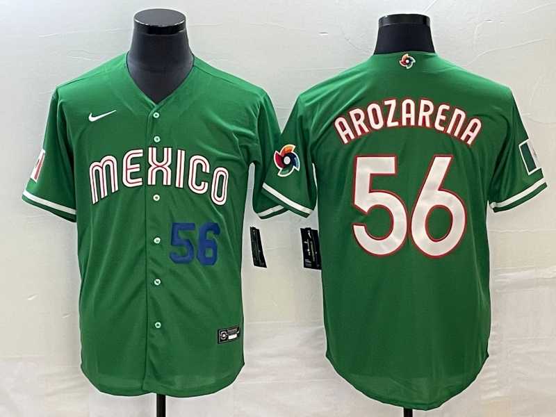 Men’s Mexico Baseball #56 Randy Arozarena Number 2023 Green World Classic Stitched Jersey (2)