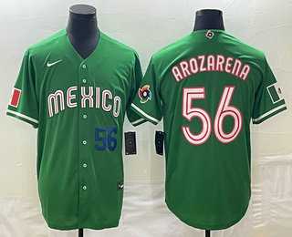 Men’s Mexico Baseball #56 Randy Arozarena Number 2023 Green World Classic Stitched Jersey