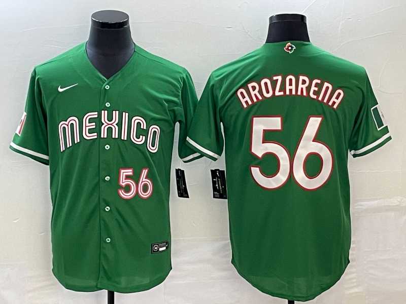 Men’s Mexico Baseball #56 Randy Arozarena Number 2023 Green World Classic Stitched Jersey2 (2)
