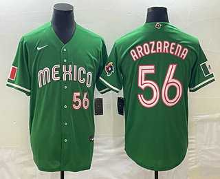 Men’s Mexico Baseball #56 Randy Arozarena Number 2023 Green World Classic Stitched Jersey2