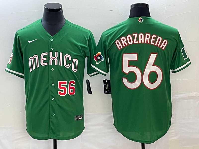 Men’s Mexico Baseball #56 Randy Arozarena Number 2023 Green World Classic Stitched Jersey3