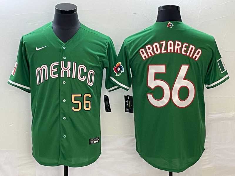 Men’s Mexico Baseball #56 Randy Arozarena Number 2023 Green World Classic Stitched Jersey4