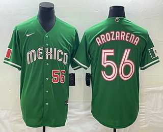 Men’s Mexico Baseball #56 Randy Arozarena Number 2023 Green World Classic Stitched Jerseys