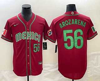 Men’s Mexico Baseball #56 Randy Arozarena Number 2023 Red World Classic Stitched Jerseys