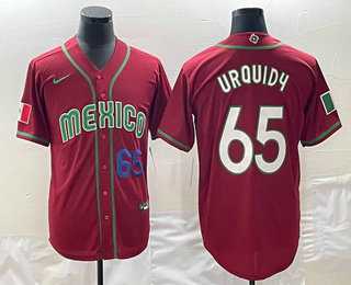 Men’s Mexico Baseball #65 Giovanny Gallegos Number 2023 Red World Classic Stitched Jersey