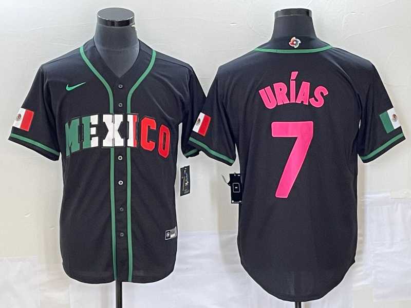 Men’s Mexico Baseball #7 Julio Urias 2023 Black World Baseball Classic Stitched Jersey