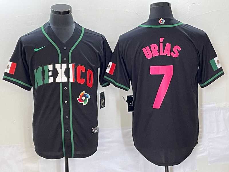 Men’s Mexico Baseball #7 Julio Urias 2023 Black World Baseball Classic Stitched Jersey1