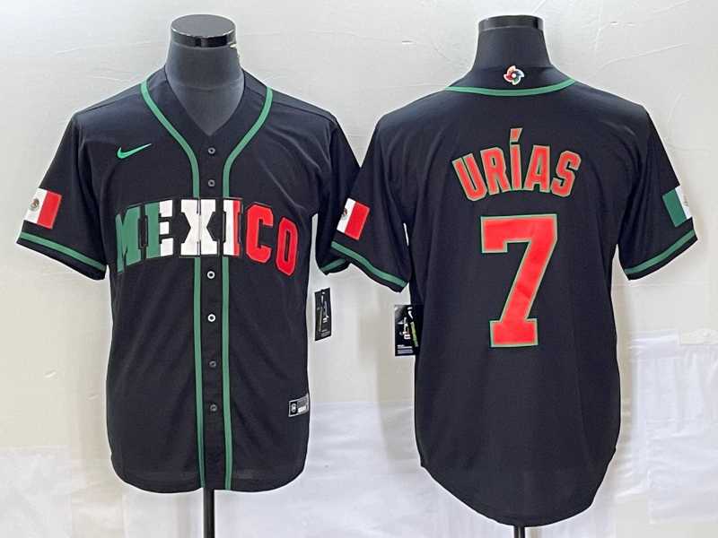 Men’s Mexico Baseball #7 Julio Urias 2023 Black World Baseball Classic Stitched Jersey3