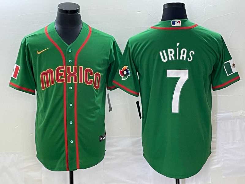 Men’s Mexico Baseball #7 Julio Urias 2023 Green World Classic Stitched Jersey1