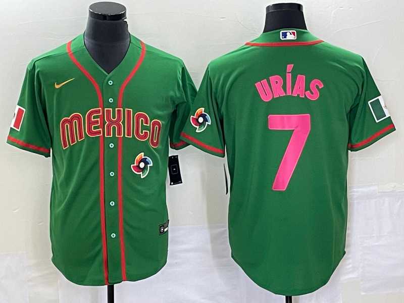 Men’s Mexico Baseball #7 Julio Urias 2023 Green World Classic Stitched Jersey2