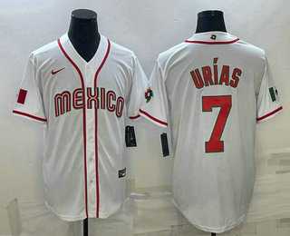 Men’s Mexico Baseball #7 Julio Urias 2023 White World Baseball Classic Stitched Jersey