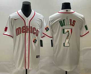 Men’s Mexico Baseball #7 Julio Urias 2023 White World Baseball Classic Stitched Jerseys1