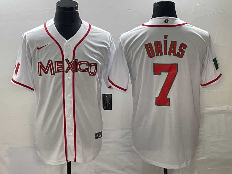 Men’s Mexico Baseball #7 Julio Urias NEW 2023 White World Classic Stitched Jersey